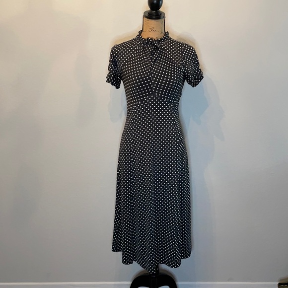 Black & white Polka Dot Lindy Bop Amie Tea Dress Small S - Picture 2 of 9